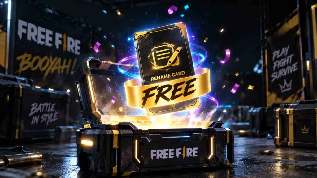 Free Name Change Card glowing inside an event reward burst