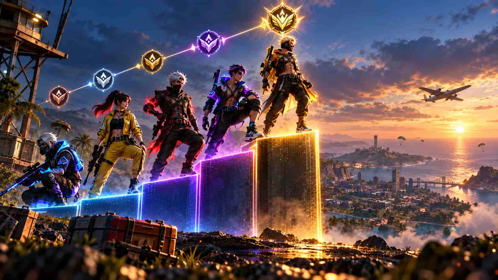Free Fire guild level guide showing guild progression and rewards