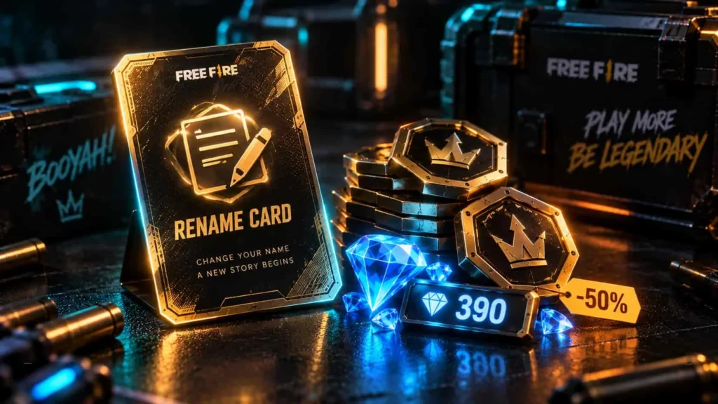 Name Change Card with guild tokens showing the cheapest 39-diamond rename option