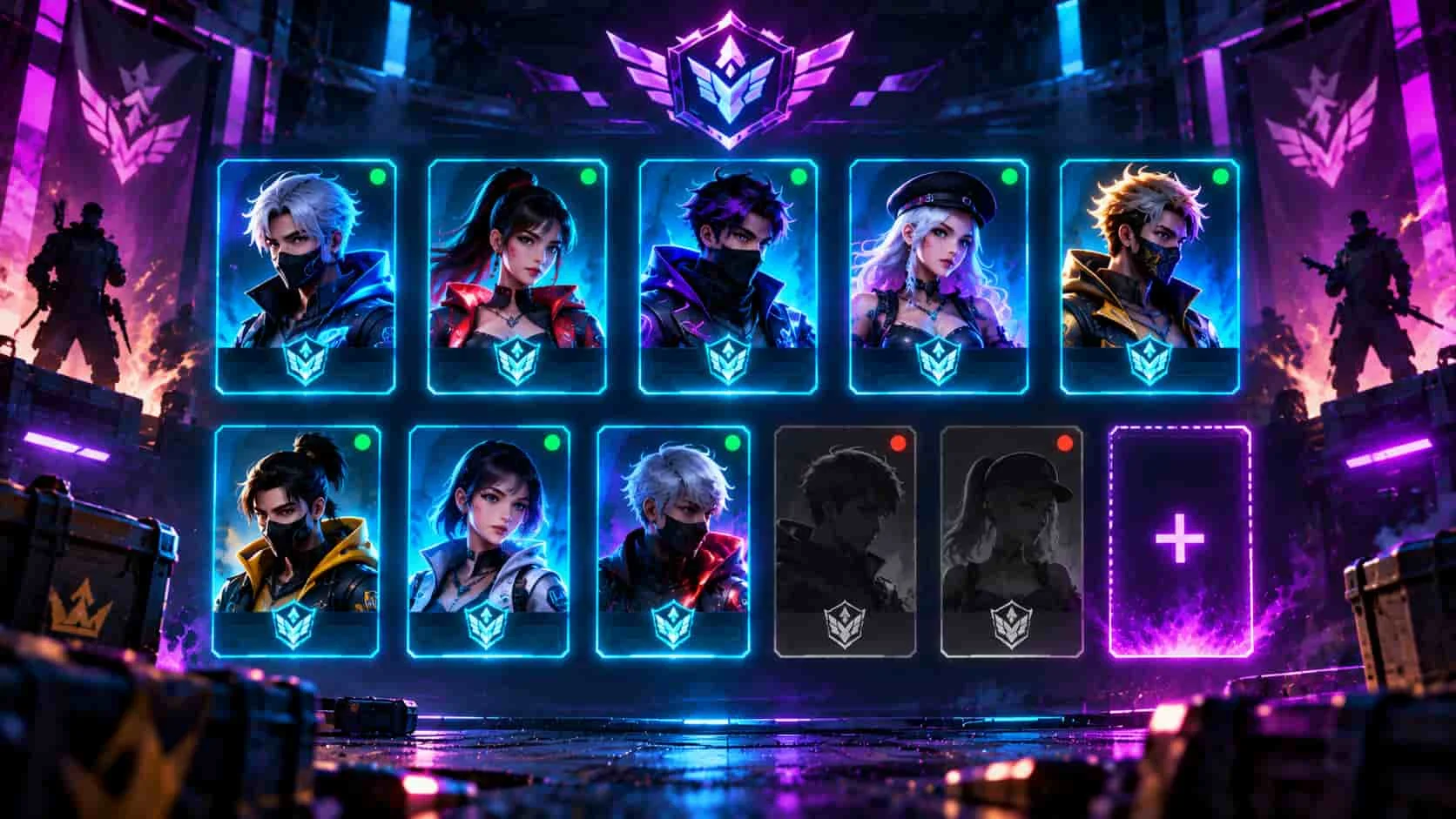 Active Free Fire guild roster with active, inactive and open member slots